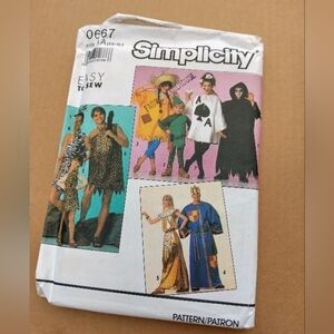 Simplicity Sewing Pattern 0667 Flintstone King Cleopatra Costume Adult XS-XL